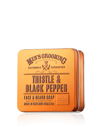 Scottish Fine Soaps Men's Grooming Thistle & Black Pepper Face & Beard Soap in a Tin (100 g)