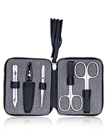 Erbe Solingen Maniküre-Etui aus Leder mit Reißverschluss und Anhänger in Schwarz Manicureset 5-teilig