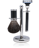 Golddachs Rasier-Sets Carbon-Optik mit Dachshaar Pinsel und MACH3 Rasierer Rasier‑Set 3-teilig