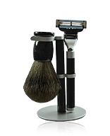 Golddachs Rasier-Sets schwarz/matt-silber mit Dachshaar Pinsel und MACH3 Rasierer Rasier‑Set 3-teilig