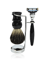 Golddachs Rasier-Sets silber/schwarz mit Dachshaar Pinsel und MACH3 Rasierer Rasier‑Set 3-teilig