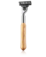 Golddachs Rasierer Mach3, Olivenholz, Silber Rasierer