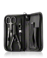 Pfeilring Manicure-Sets Manicue-und Rasur-Etui, Rindleder, schwarz Manicureset 4-teilig