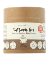 puremetics 3in1 Dusch-Fluff Coffee Booster - Duschgel, Bodylotion & Peeling in Einem Körperpeeling 250 g