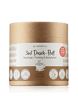 puremetics 3in1 Dusch-Fluff Coffee Booster - Duschgel, Bodylotion & Peeling in Einem Körperpeeling 250 g