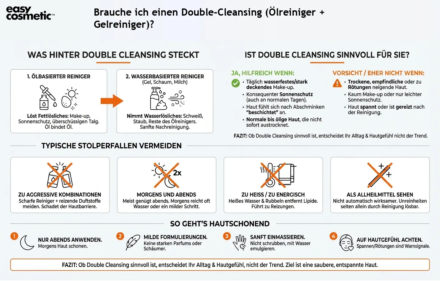 Brauche ich einen Double-Cleansing (Ölreiniger + Gelreiniger)?