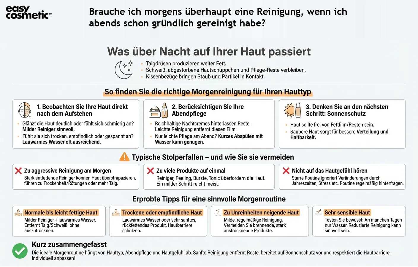 Brauche ich morgens überhaupt eine Reinigung, wenn ich abends schon gründlich gereinigt habe?