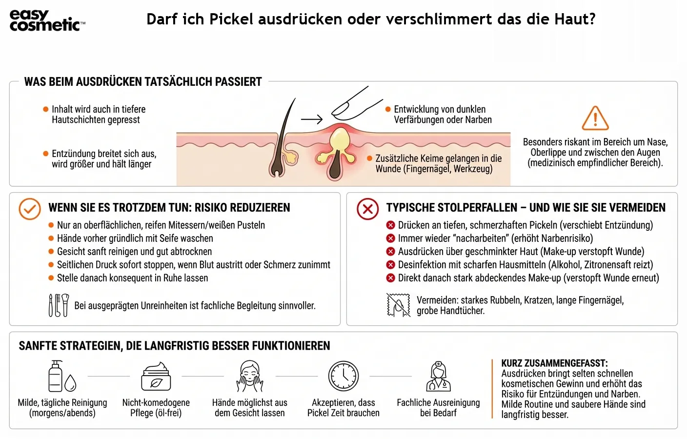 Darf ich Pickel ausdrücken oder verschlimmert das die Haut?