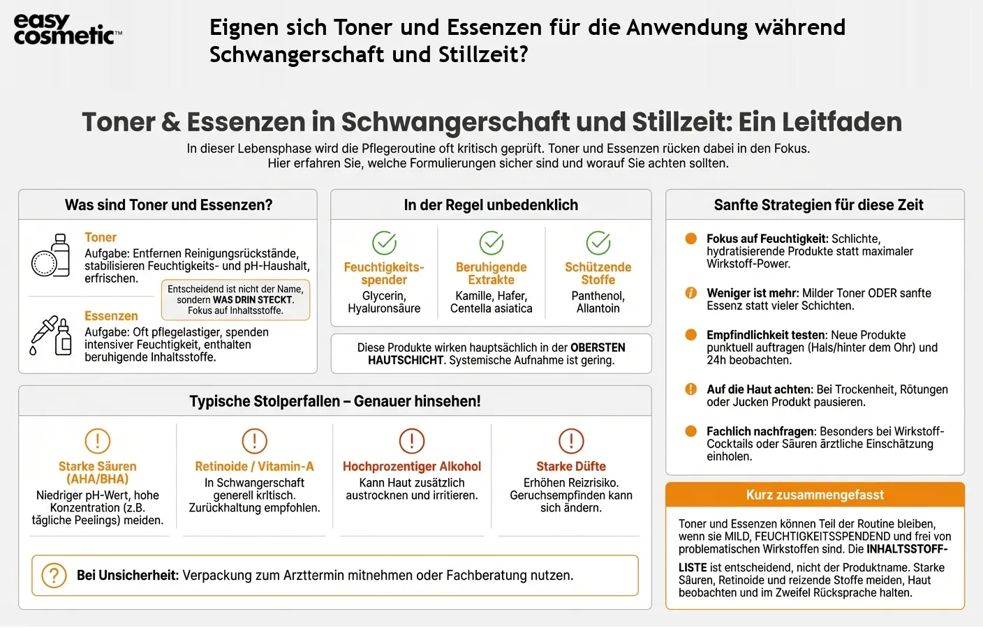 Eignen sich Toner und Essenzen für die Anwendung während Schwangerschaft und Stillzeit?