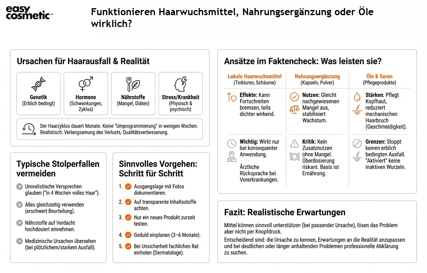 Funktionieren Haarwuchsmittel, Nahrungsergänzung oder Öle wirklich?