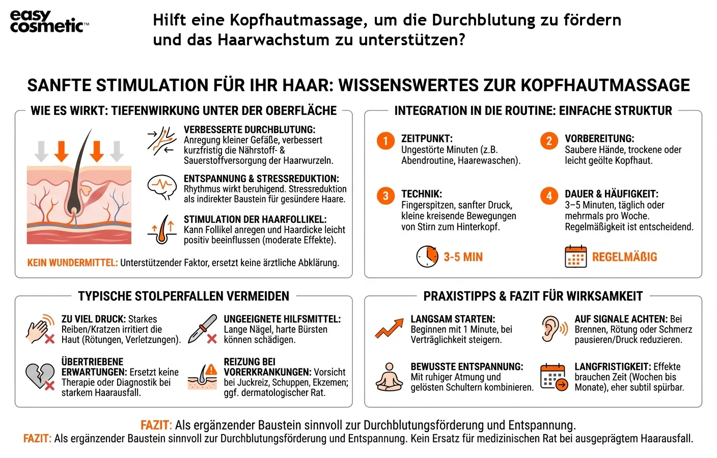 Hilft eine Kopfhautmassage, um die Durchblutung zu fördern und das Haarwachstum zu unterstützen?