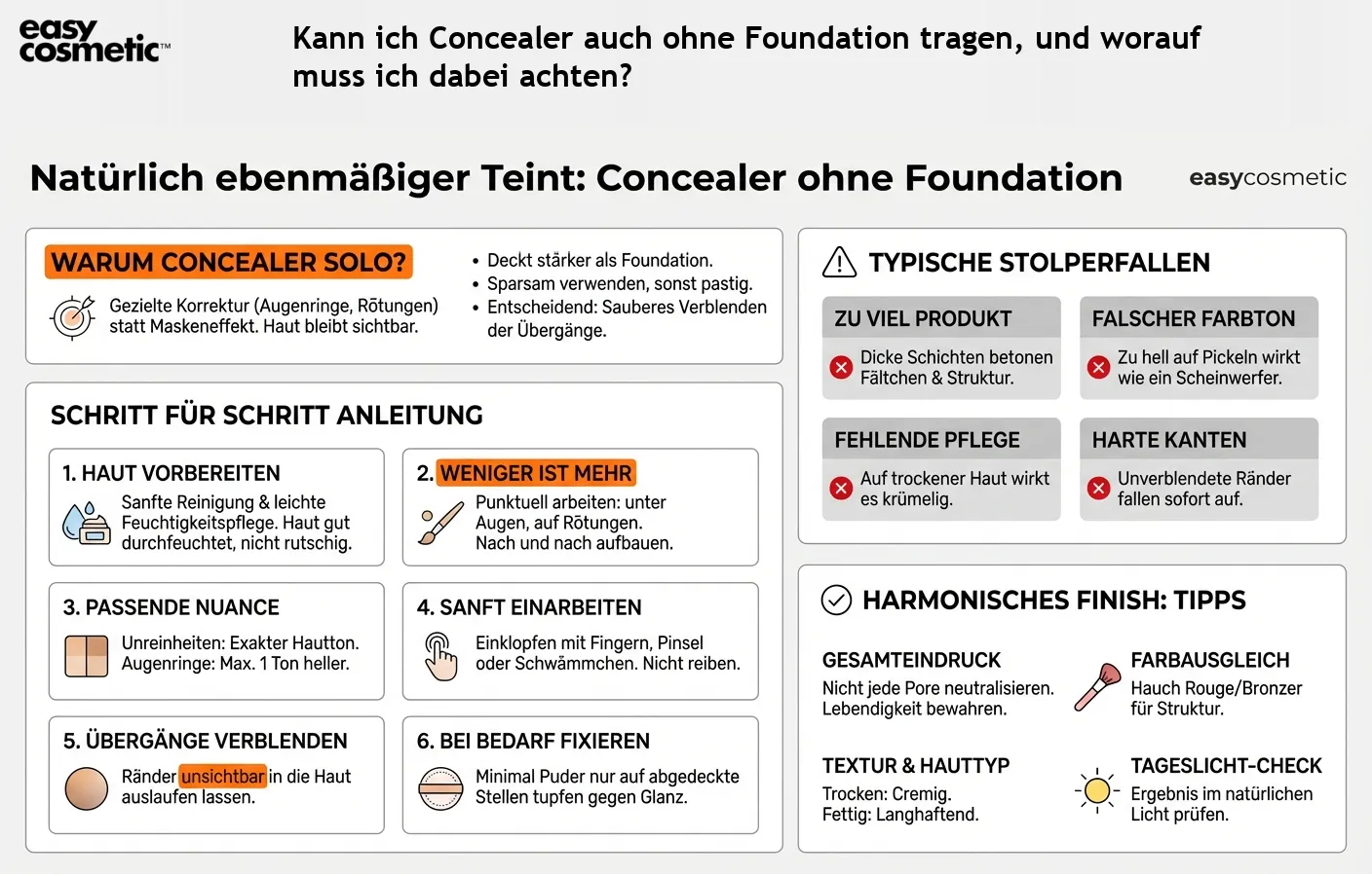 Kann ich Concealer auch ohne Foundation tragen, und worauf muss ich dabei achten?