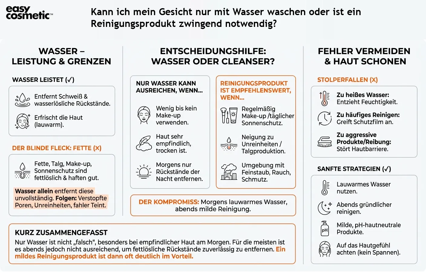 Kann ich mein Gesicht nur mit Wasser waschen oder ist ein Reinigungsprodukt zwingend notwendig?