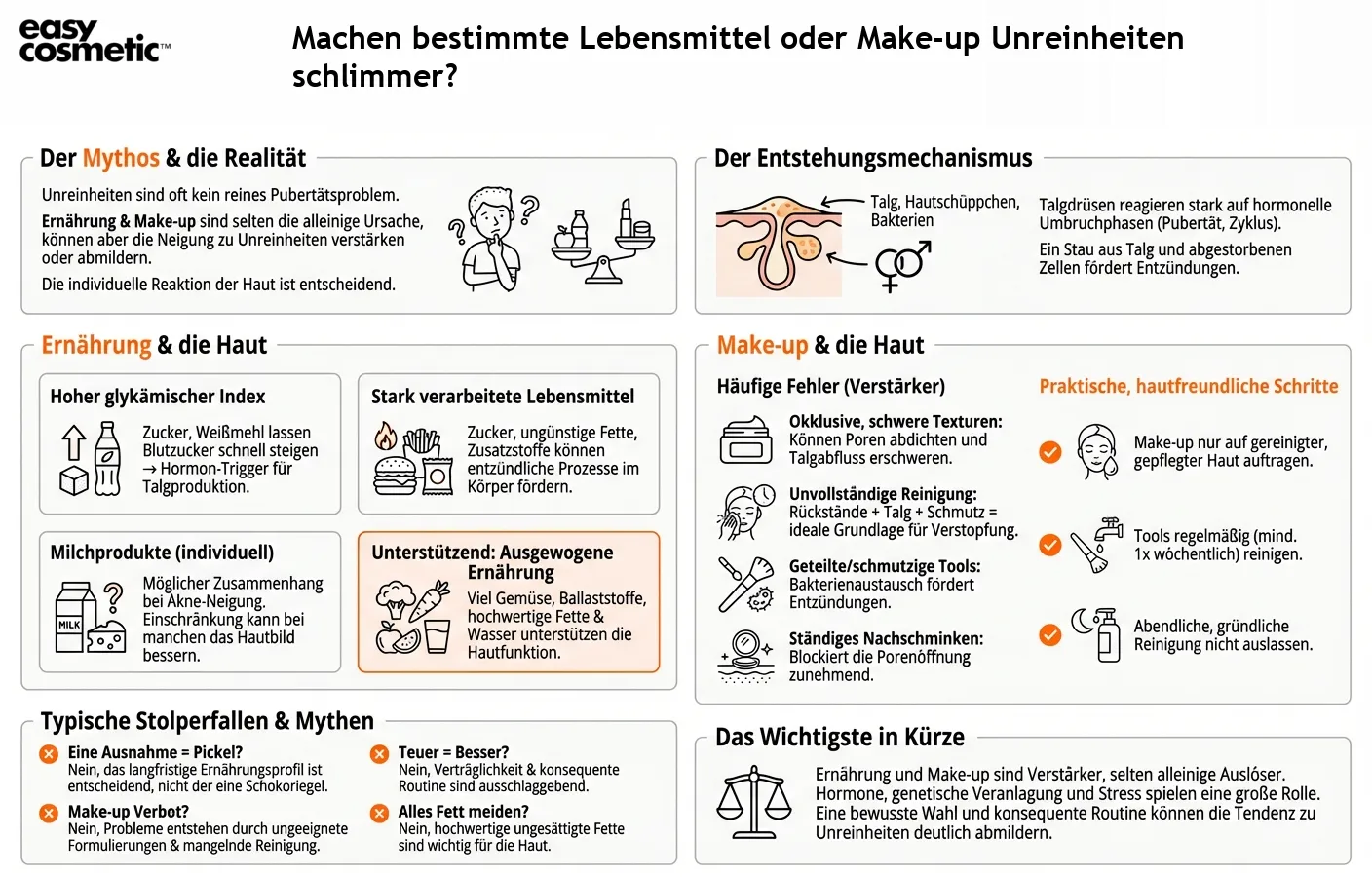 Machen bestimmte Lebensmittel oder Make-up Unreinheiten schlimmer?