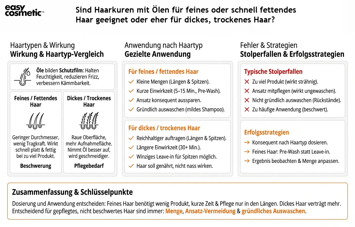 Sind Haarkuren mit Ölen für feines oder schnell fettendes Haar geeignet oder eher für dickes, trockenes Haar?