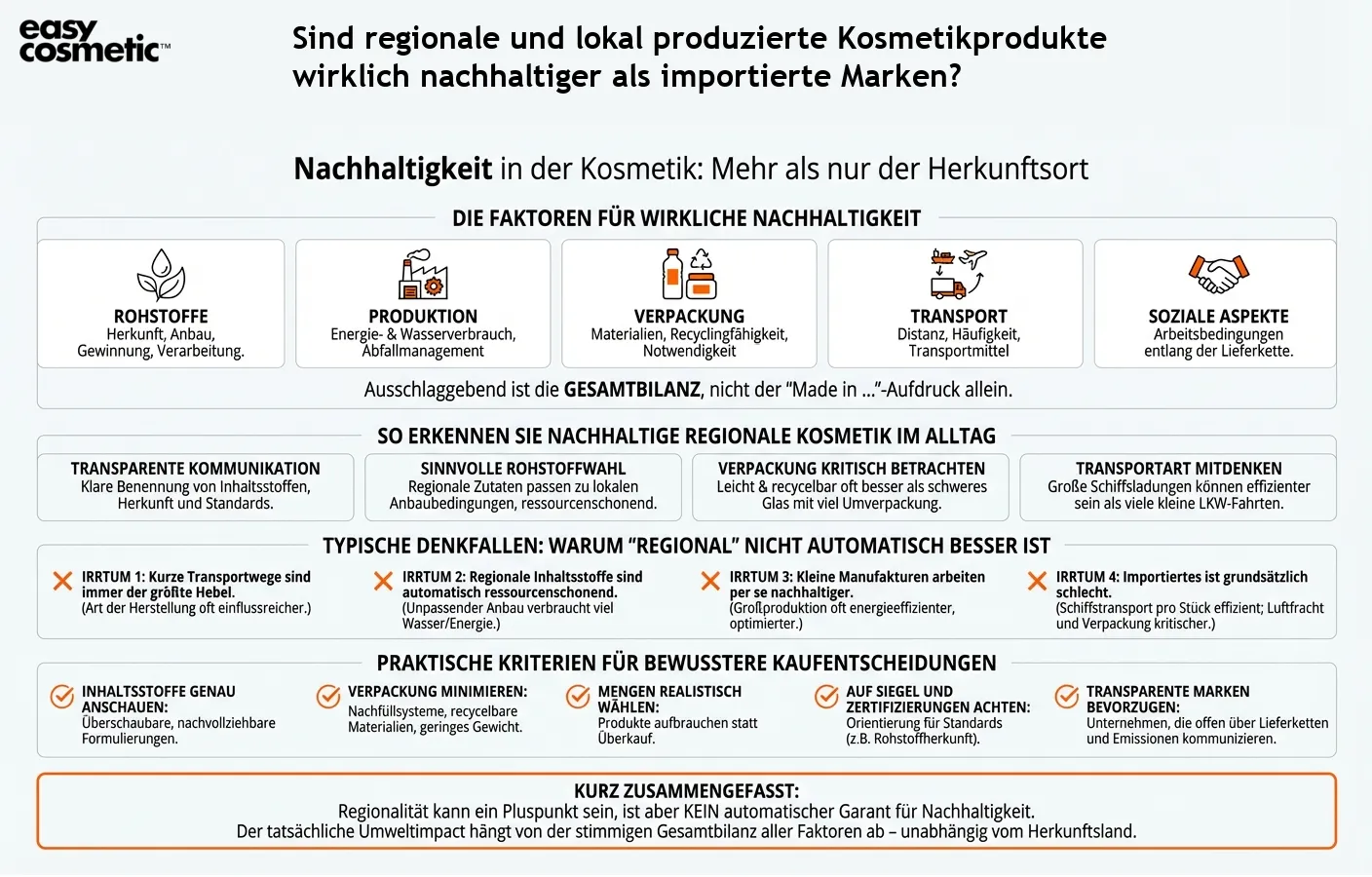 Sind regionale und lokal produzierte Kosmetikprodukte wirklich nachhaltiger als importierte Marken?