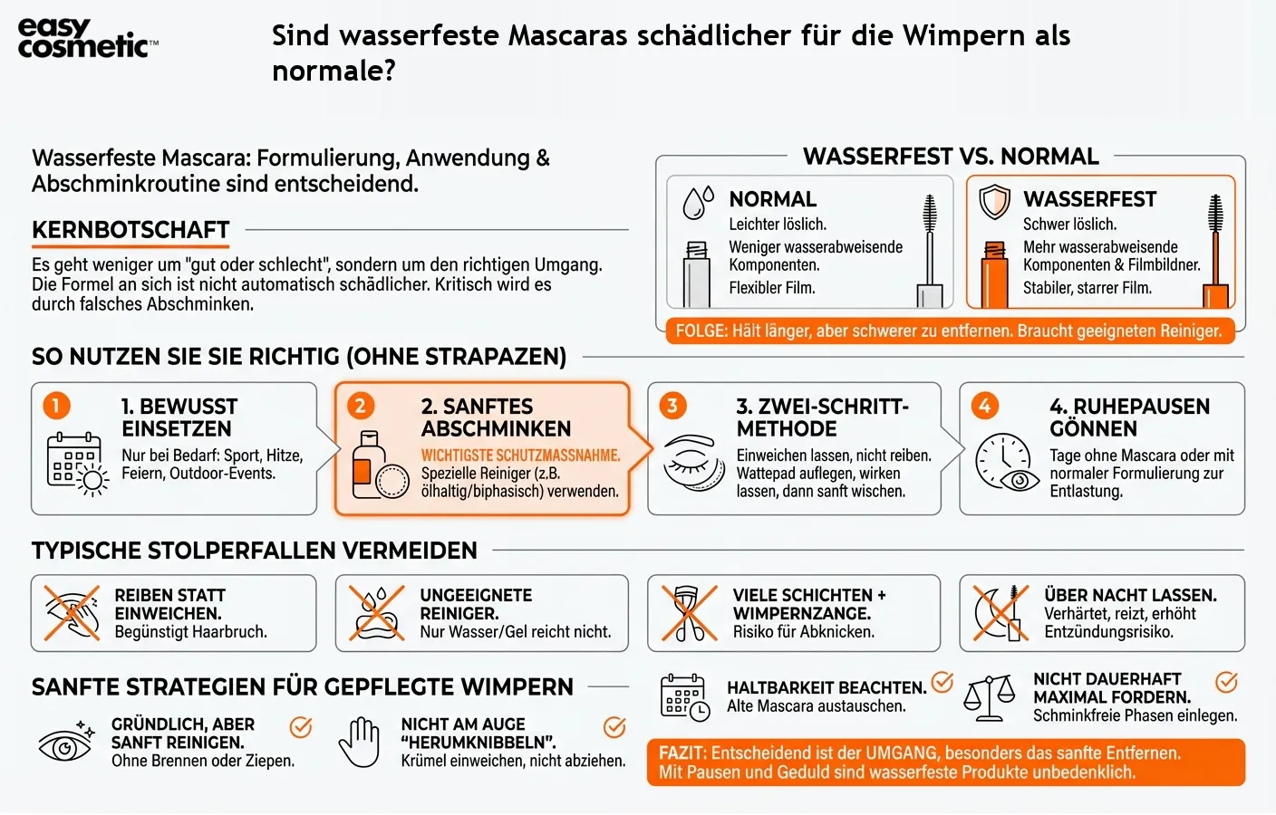 Sind wasserfeste Mascaras schädlicher für die Wimpern als normale?