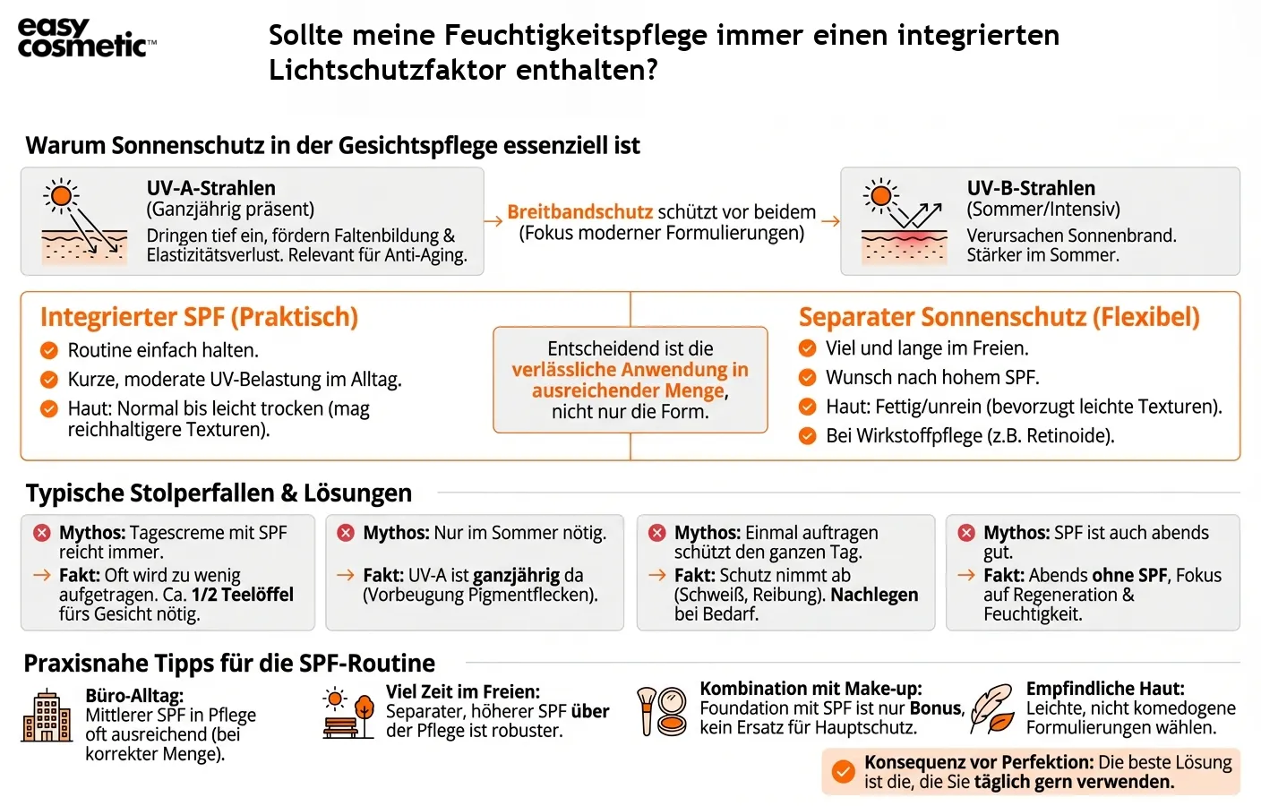 Sollte meine Feuchtigkeitspflege immer einen integrierten Lichtschutzfaktor enthalten?