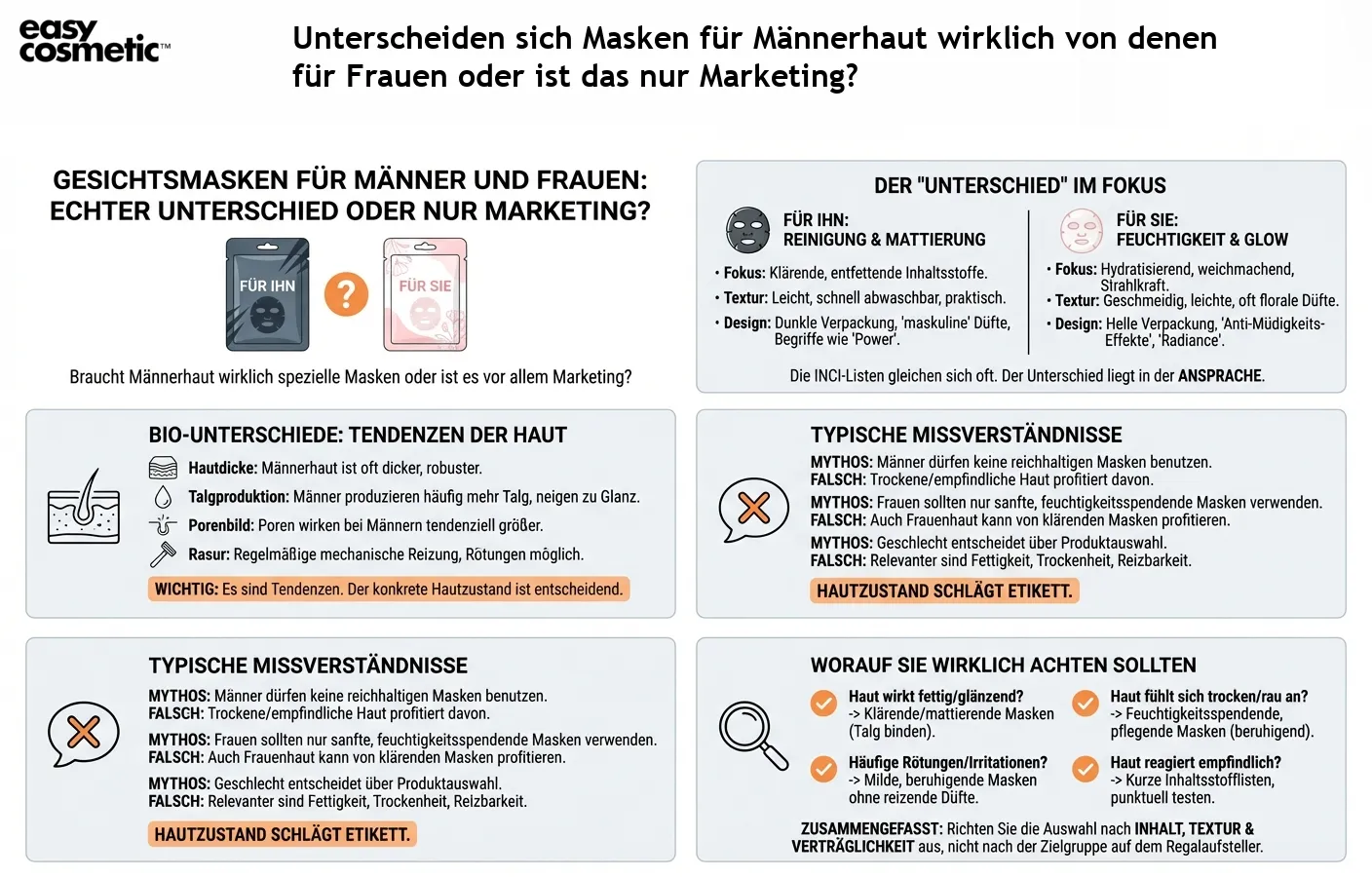 Unterscheiden sich Masken für Männerhaut wirklich von denen für Frauen oder ist das nur Marketing?