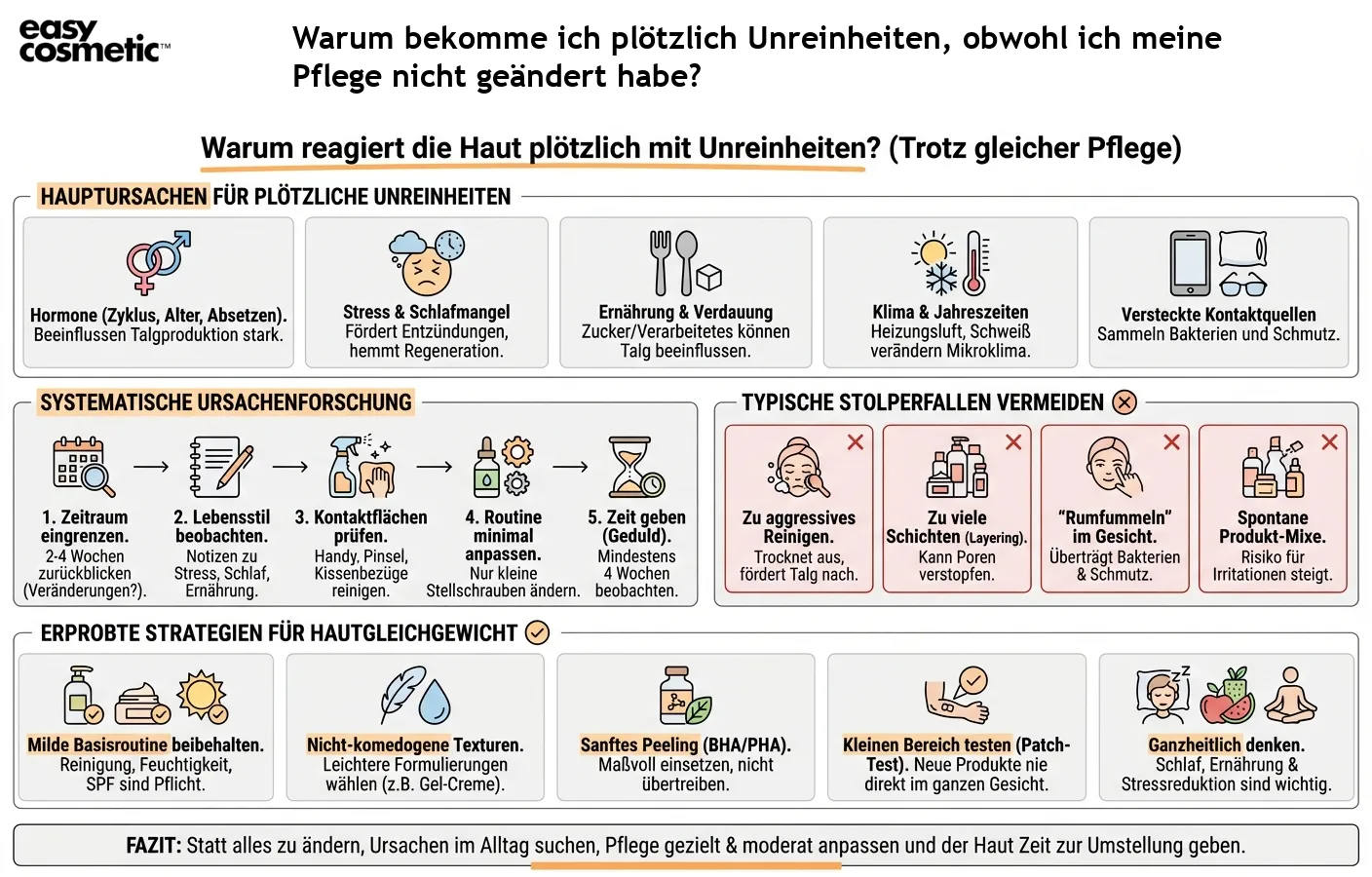 Warum bekomme ich plötzlich Unreinheiten, obwohl ich meine Pflege nicht geändert habe?