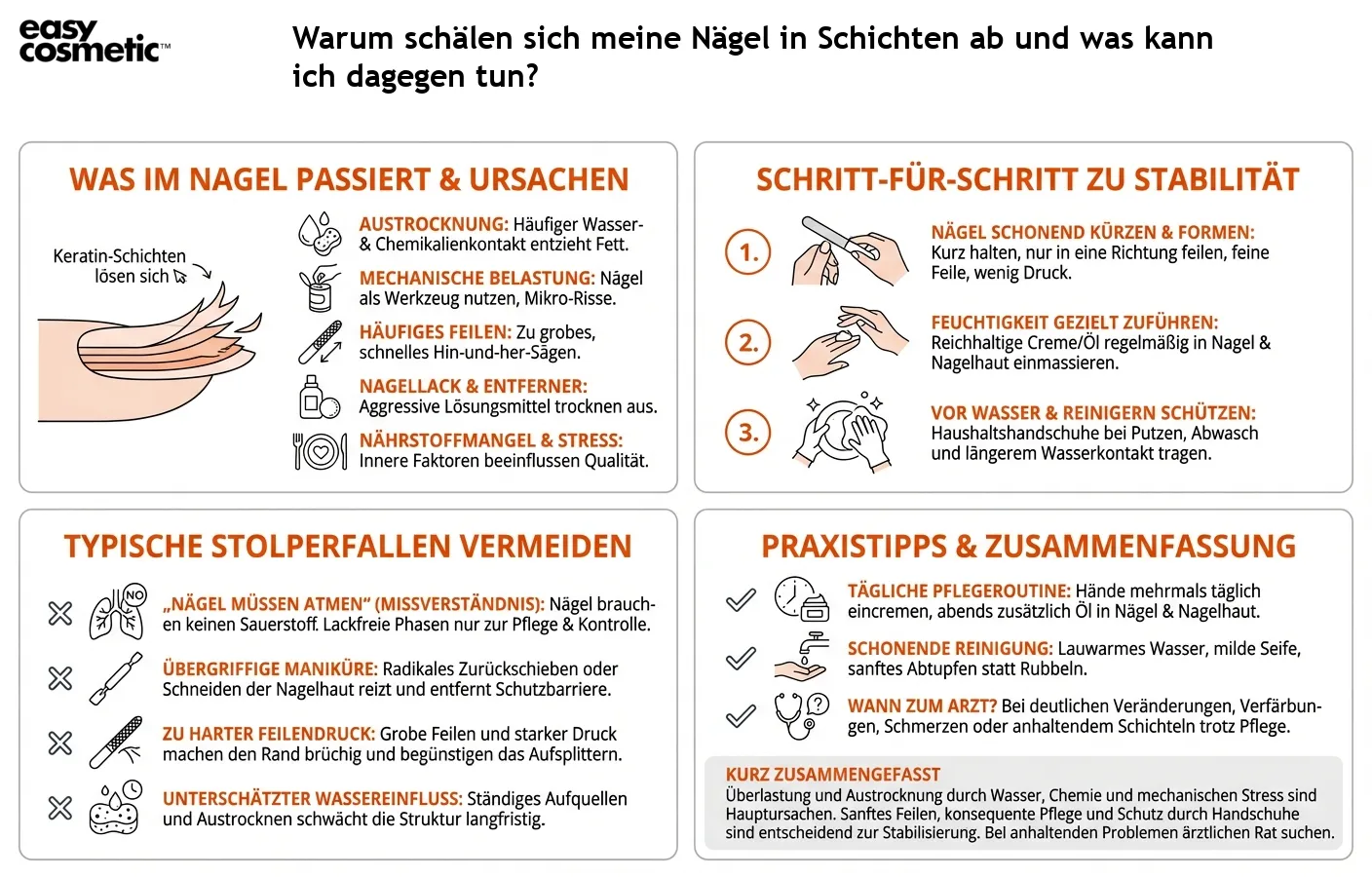 Warum schälen sich meine Nägel in Schichten ab und was kann ich dagegen tun?
