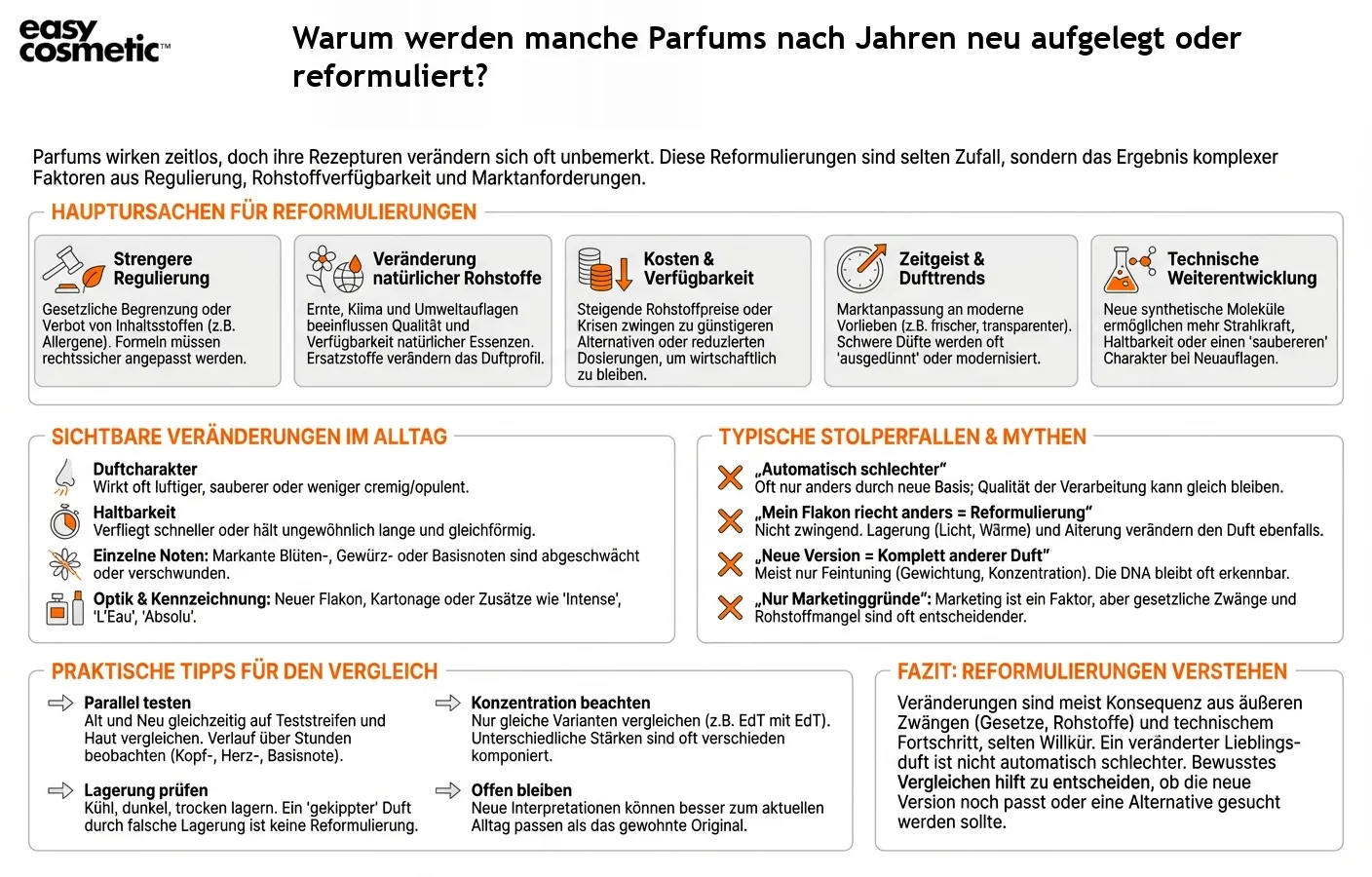 Warum werden manche Parfums nach Jahren neu aufgelegt oder reformuliert?