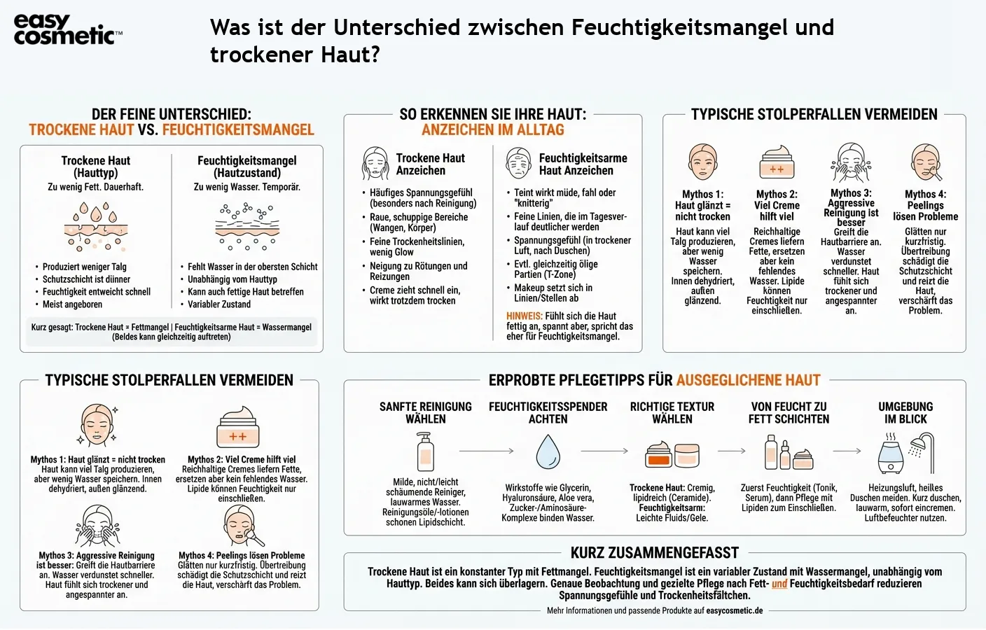 Was ist der Unterschied zwischen Feuchtigkeitsmangel und trockener Haut?