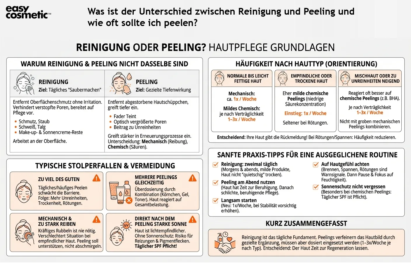 Was ist der Unterschied zwischen Reinigung und Peeling und wie oft sollte ich peelen?