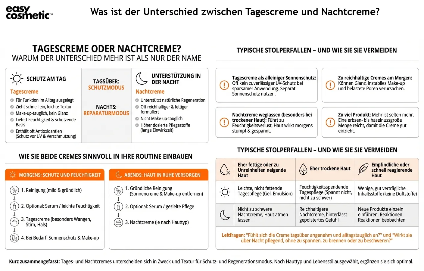 Was ist der Unterschied zwischen Tagescreme und Nachtcreme?