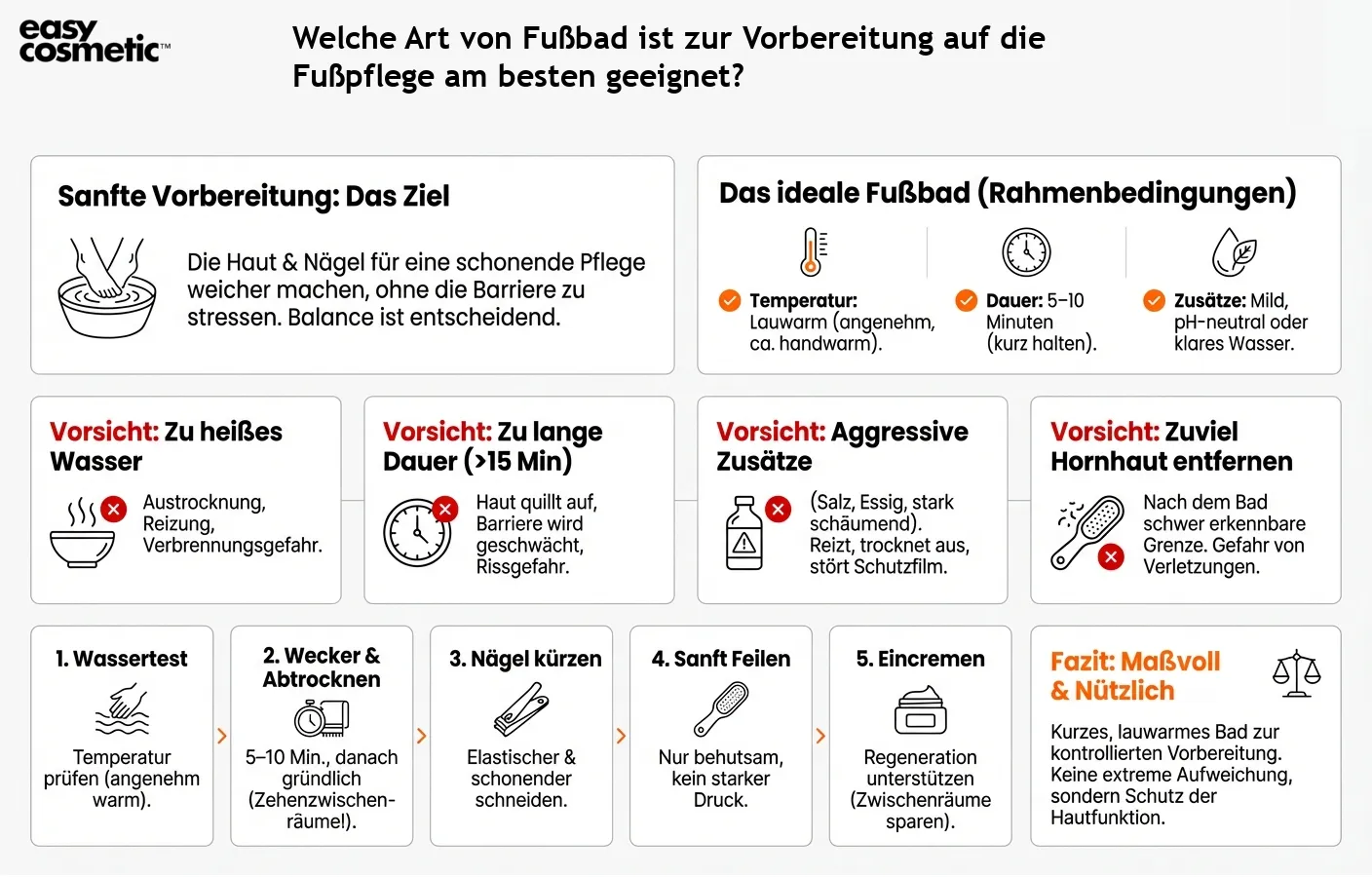 Welche Art von Fußbad ist zur Vorbereitung auf die Fußpflege am besten geeignet?