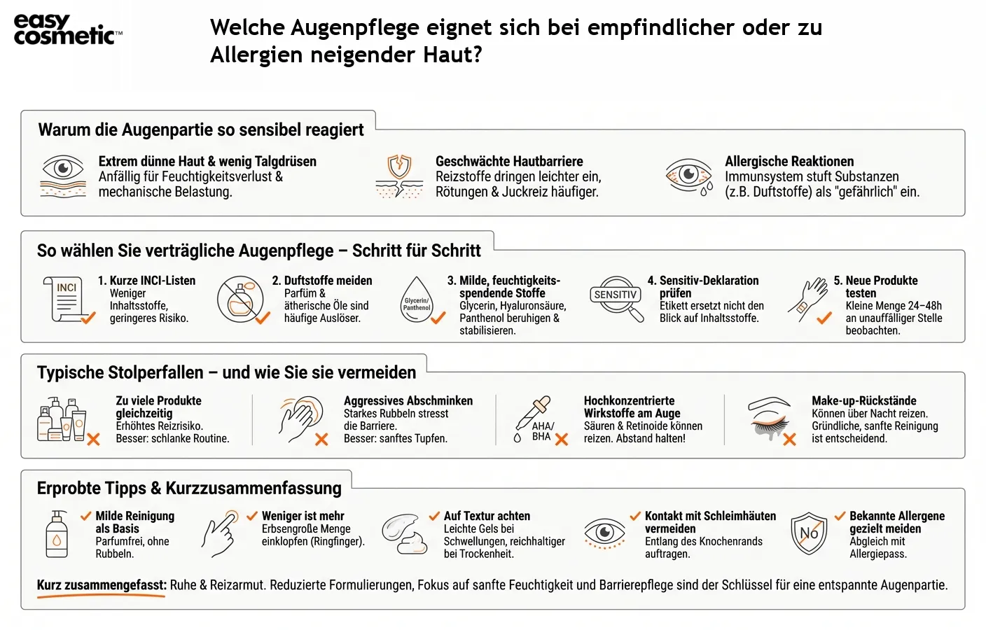 Welche Augenpflege eignet sich bei empfindlicher oder zu Allergien neigender Haut?