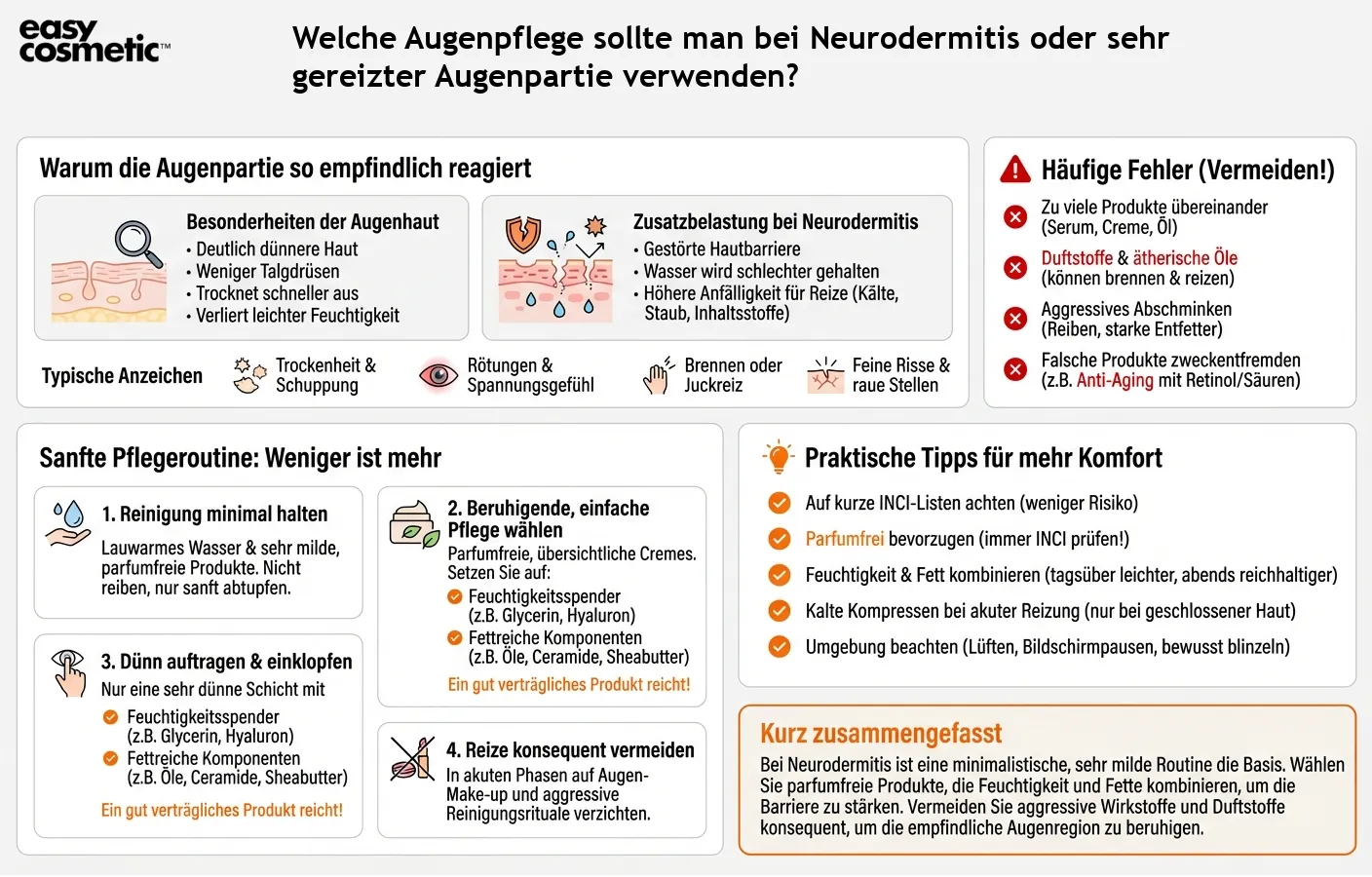 Welche Augenpflege sollte man bei Neurodermitis oder sehr gereizter Augenpartie verwenden?