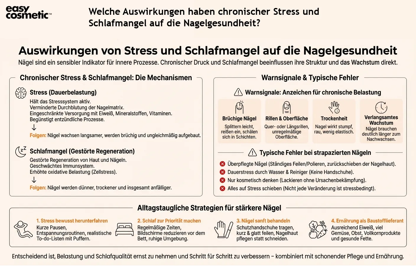 Welche Auswirkungen haben chronischer Stress und Schlafmangel auf die Nagelgesundheit?