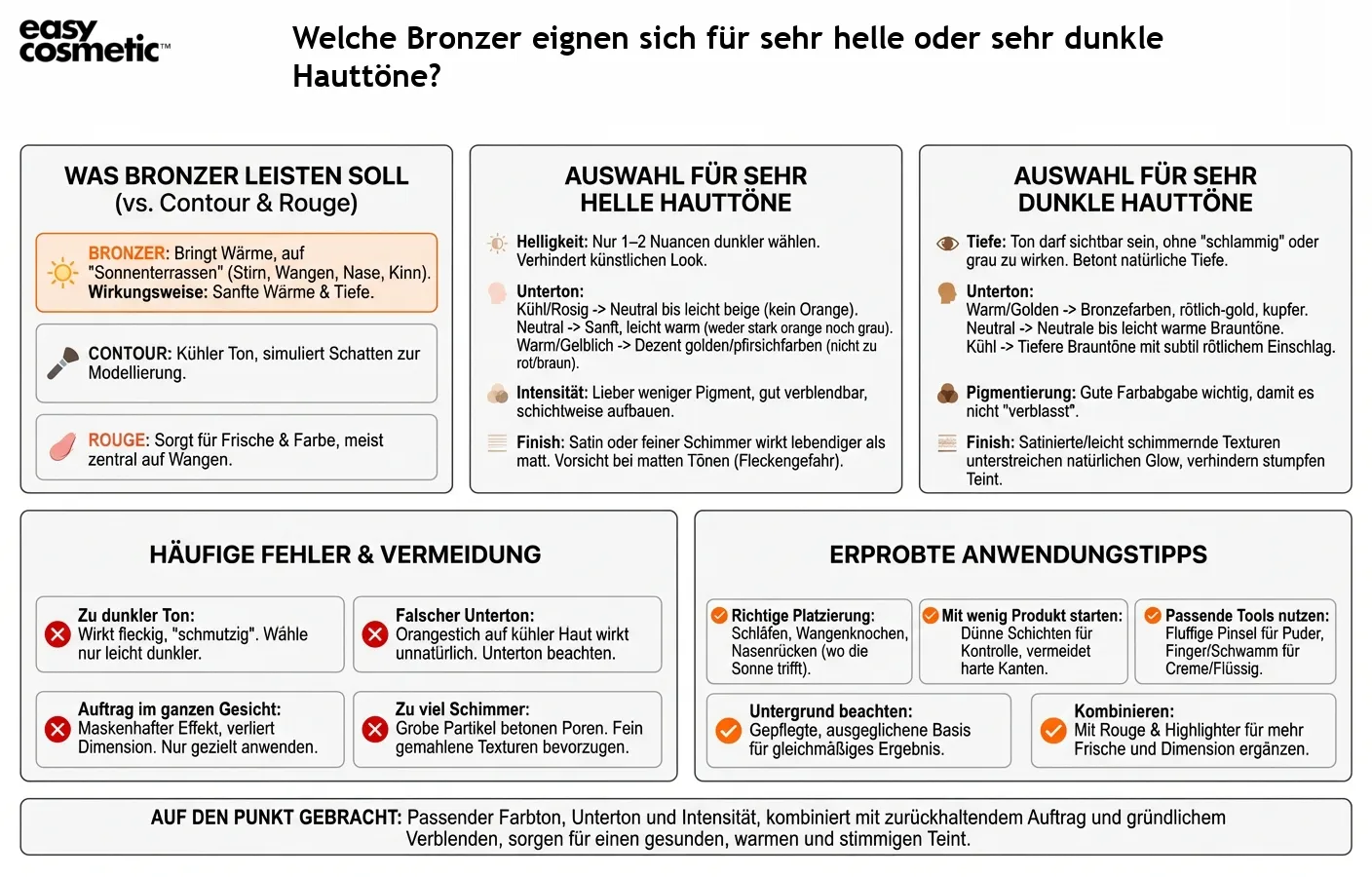 Welche Bronzer eignen sich für sehr helle oder sehr dunkle Hauttöne?