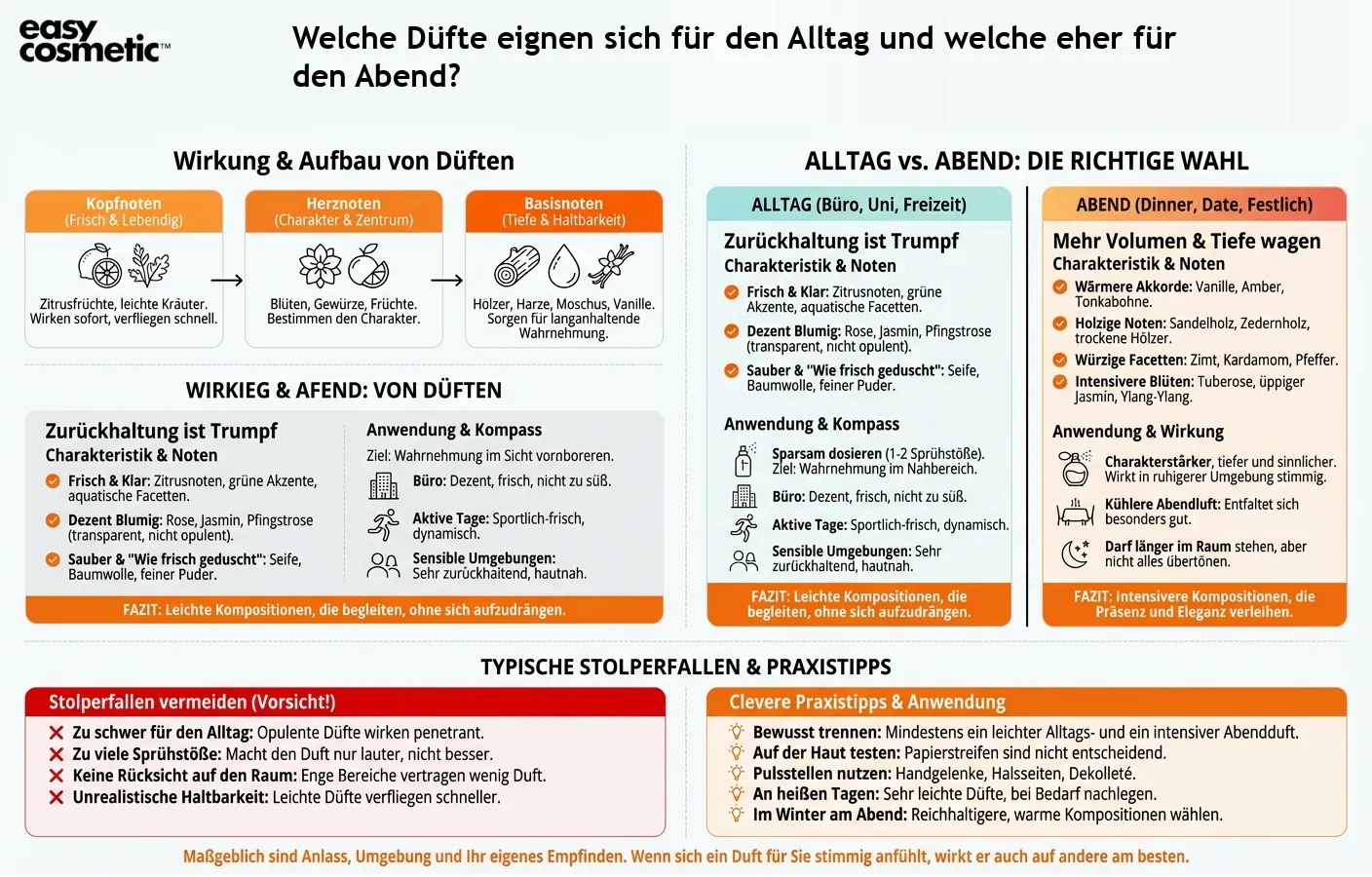 Welche Düfte eignen sich für den Alltag und welche eher für den Abend?