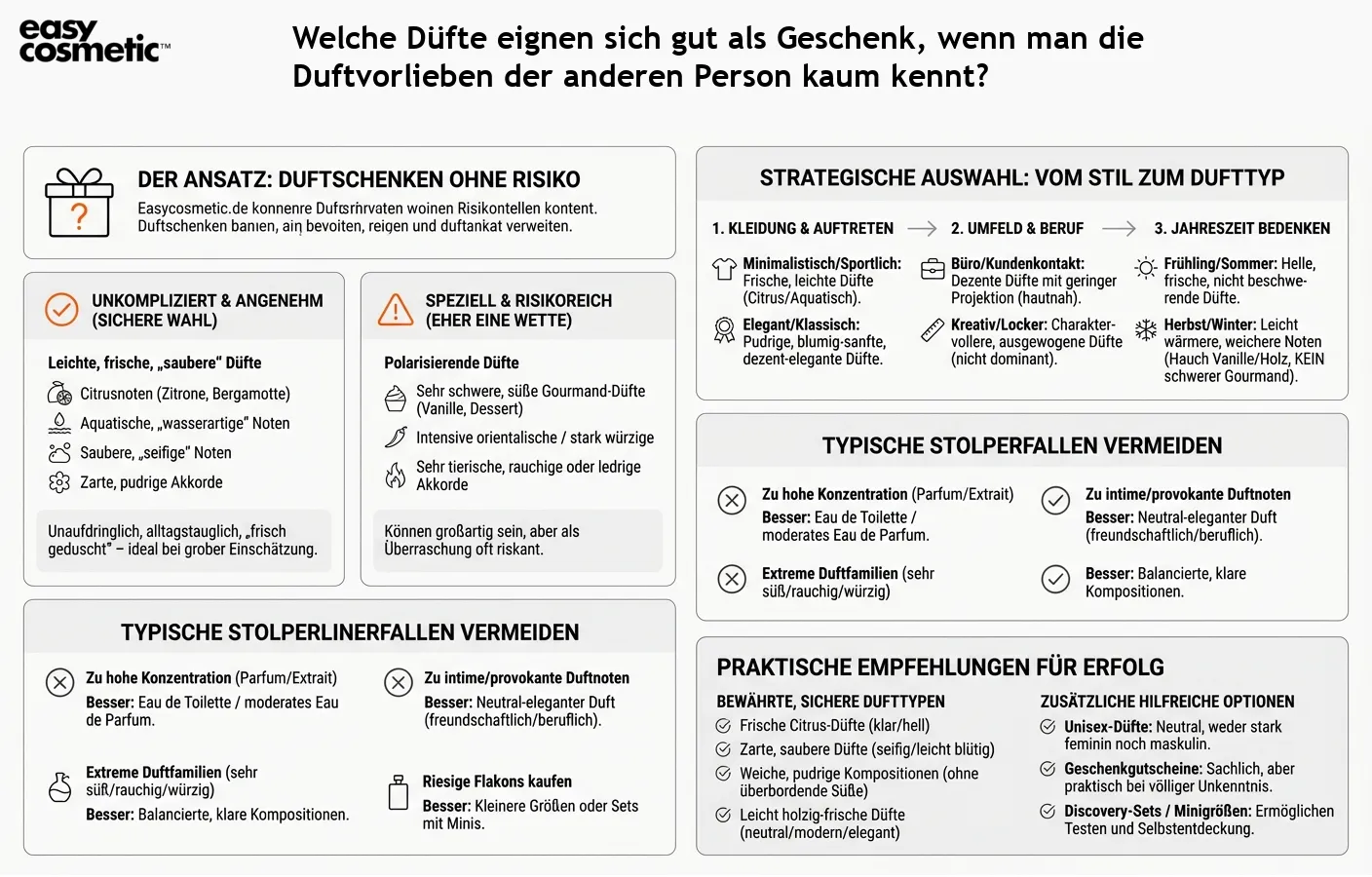 Welche Düfte eignen sich gut als Geschenk, wenn man die Duftvorlieben der anderen Person kaum kennt?