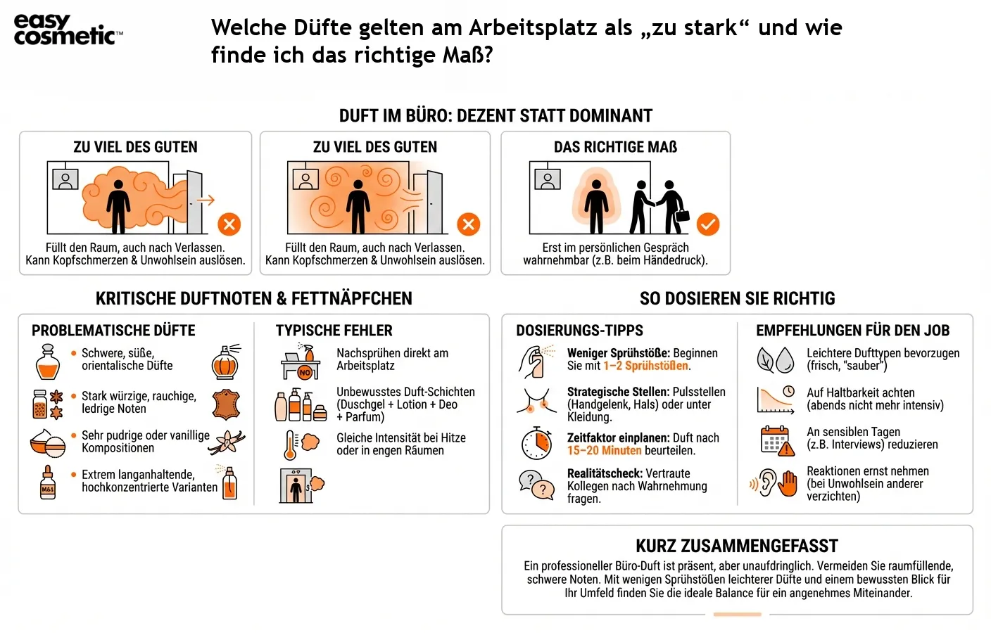 Welche Düfte gelten am Arbeitsplatz als „zu stark“ und wie finde ich das richtige Maß?