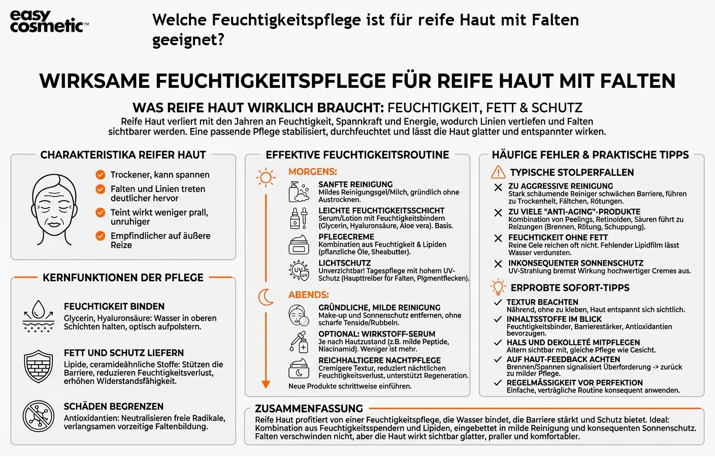 Welche Feuchtigkeitspflege ist für reife Haut mit Falten geeignet?