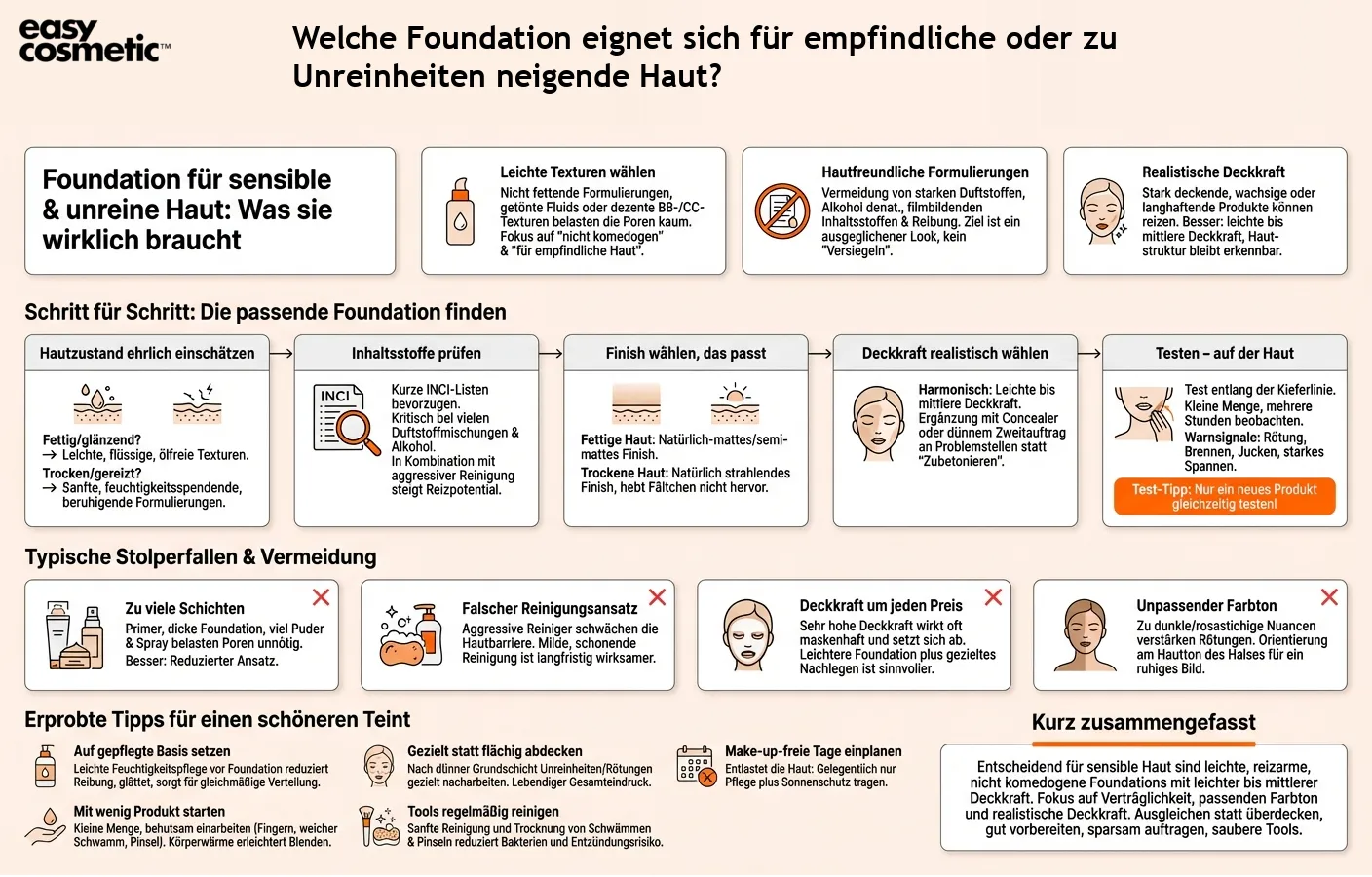 Welche Foundation eignet sich für empfindliche oder zu Unreinheiten neigende Haut?