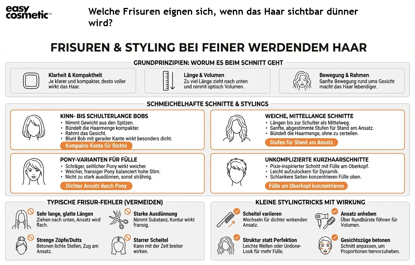 Welche Frisuren eignen sich, wenn das Haar sichtbar dünner wird?