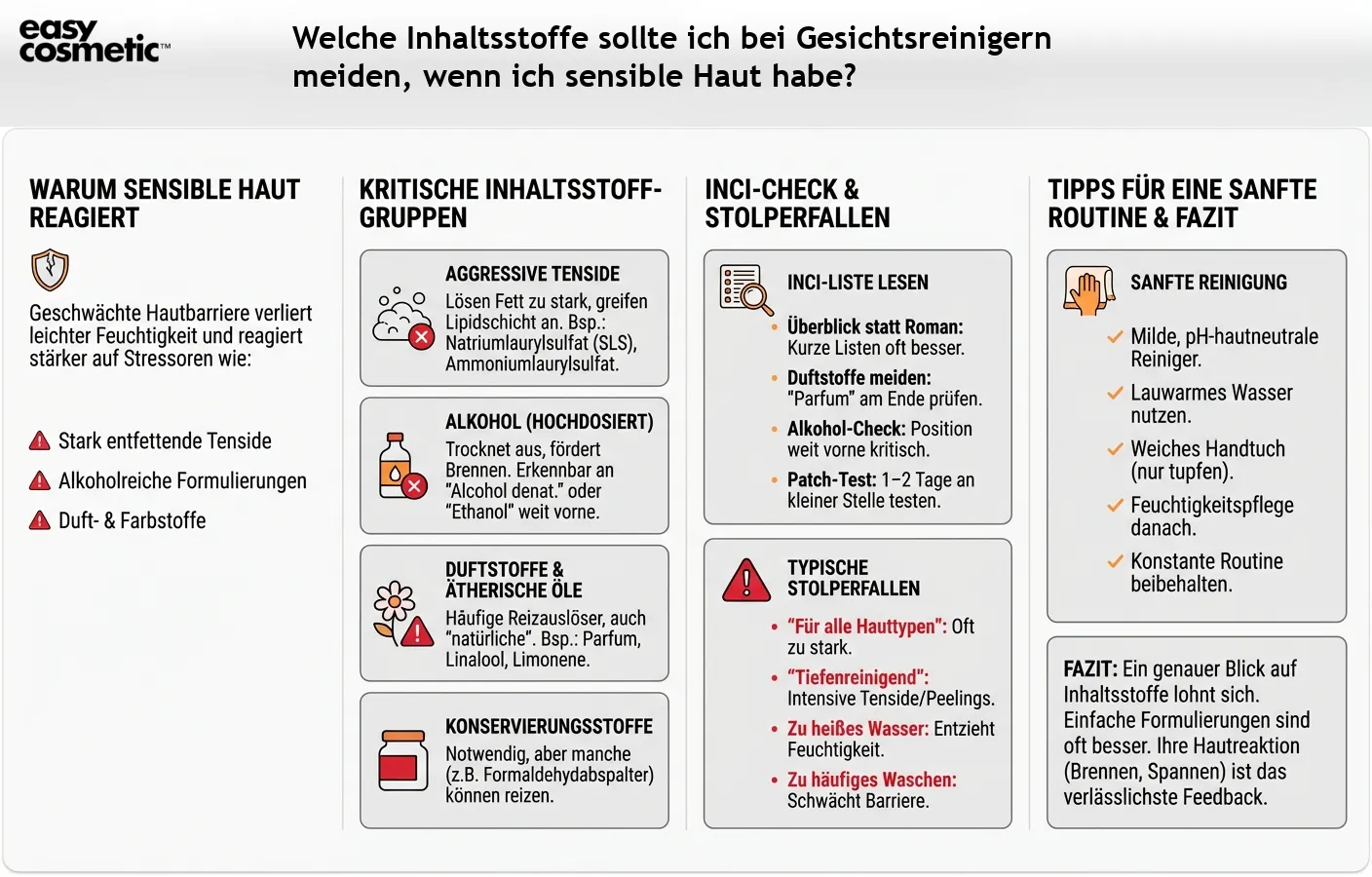 Welche Inhaltsstoffe sollte ich bei Gesichtsreinigern meiden, wenn ich sensible Haut habe?