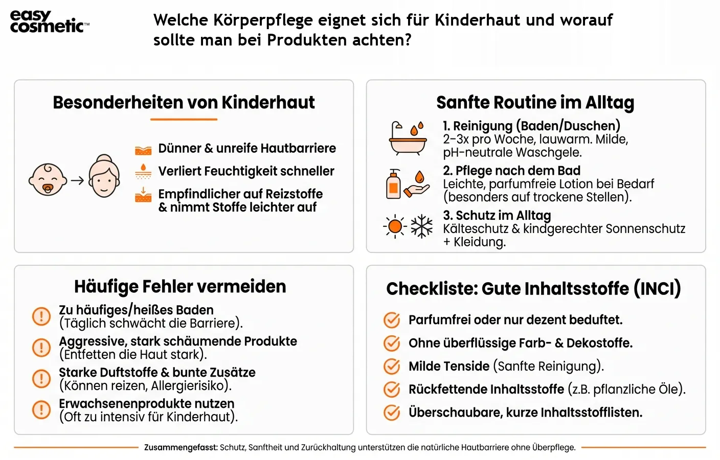 Welche Körperpflege eignet sich für Kinderhaut und worauf sollte man bei Produkten achten?