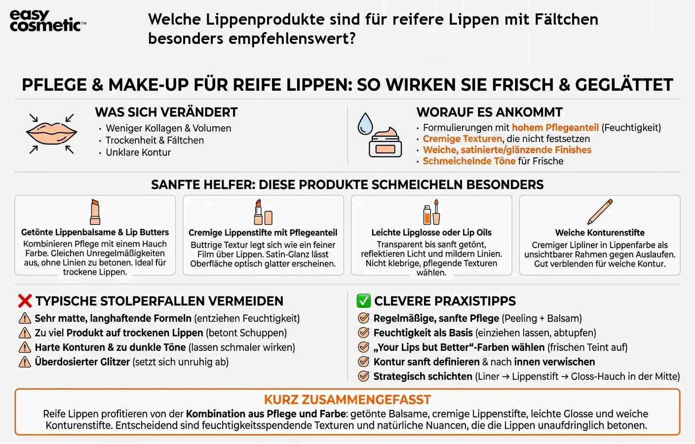 Welche Lippenprodukte sind für reifere Lippen mit Fältchen besonders empfehlenswert?