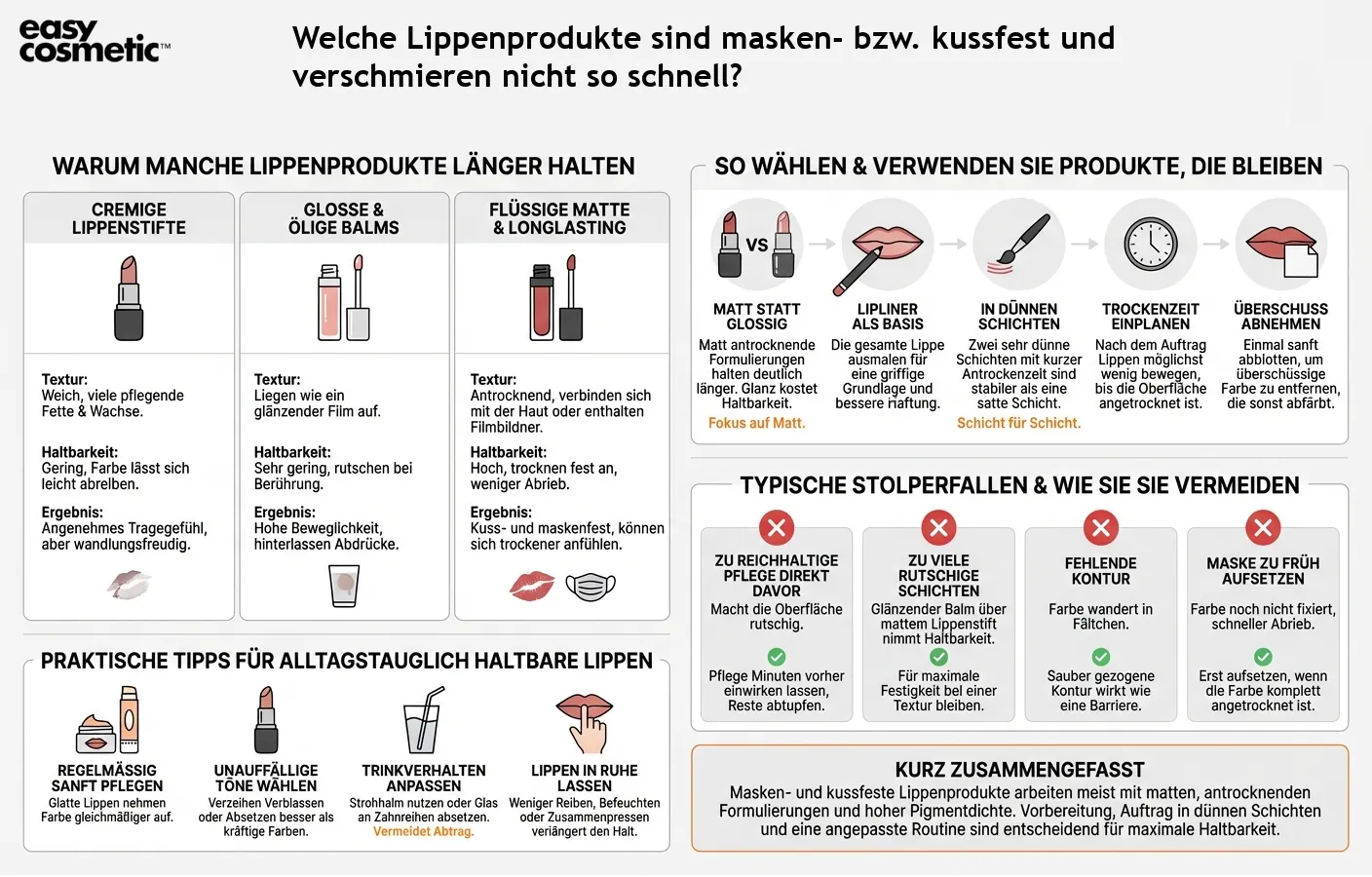 Welche Lippenprodukte sind masken- bzw. kussfest und verschmieren nicht so schnell?