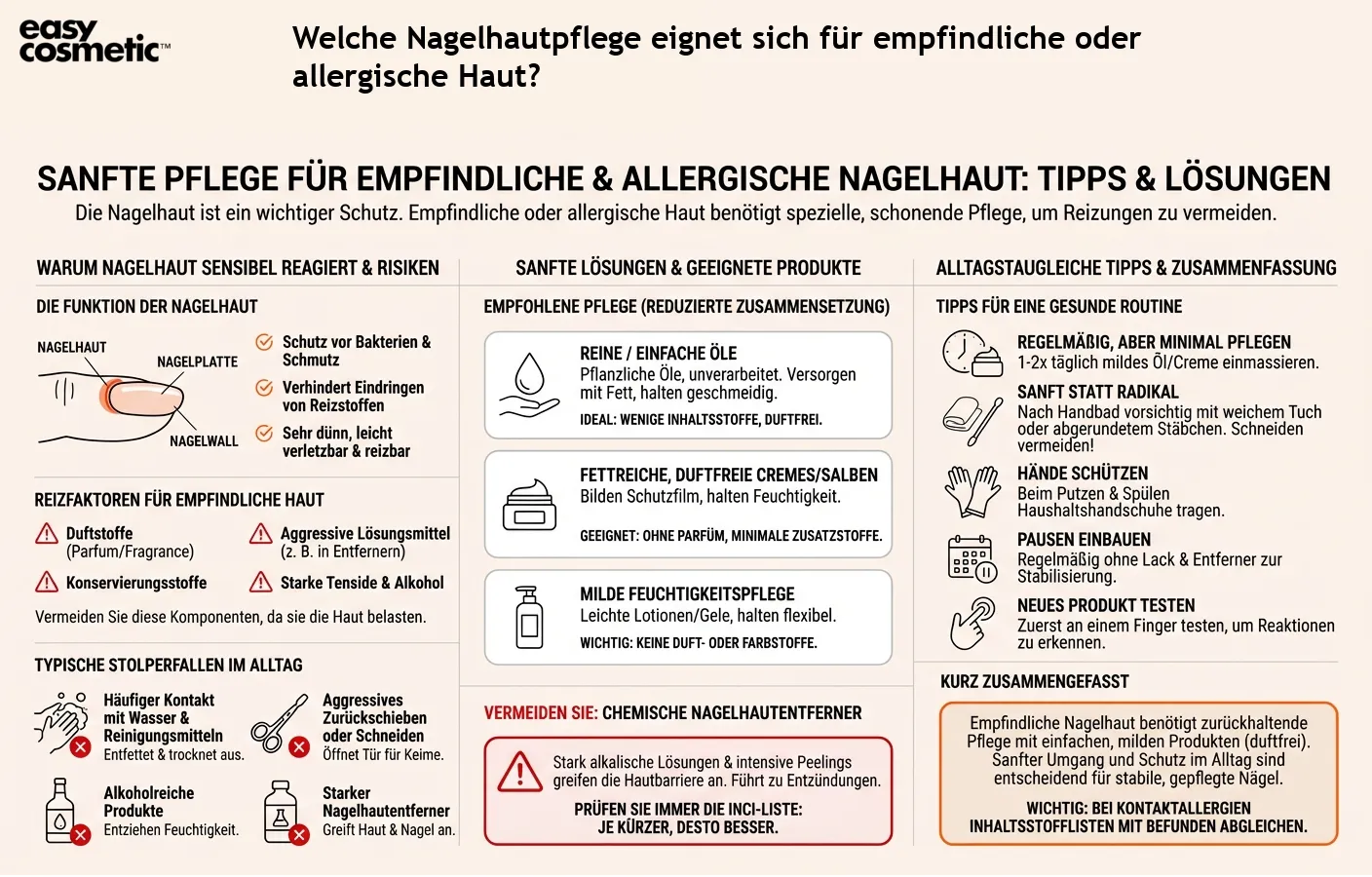 Welche Nagelhautpflege eignet sich für empfindliche oder allergische Haut?