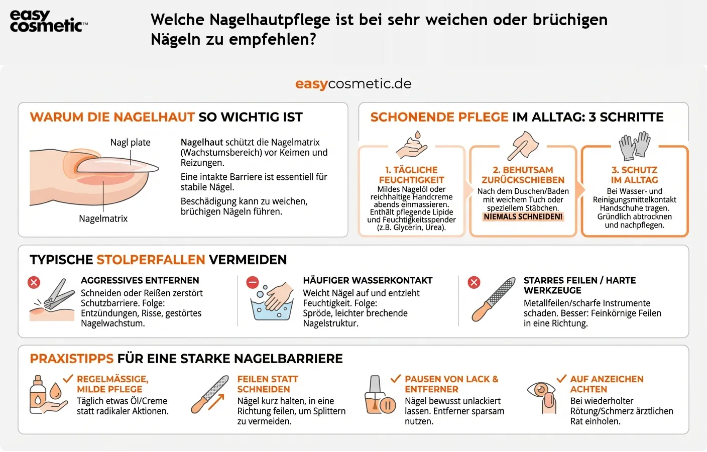 Welche Nagelhautpflege ist bei sehr weichen oder brüchigen Nägeln zu empfehlen?