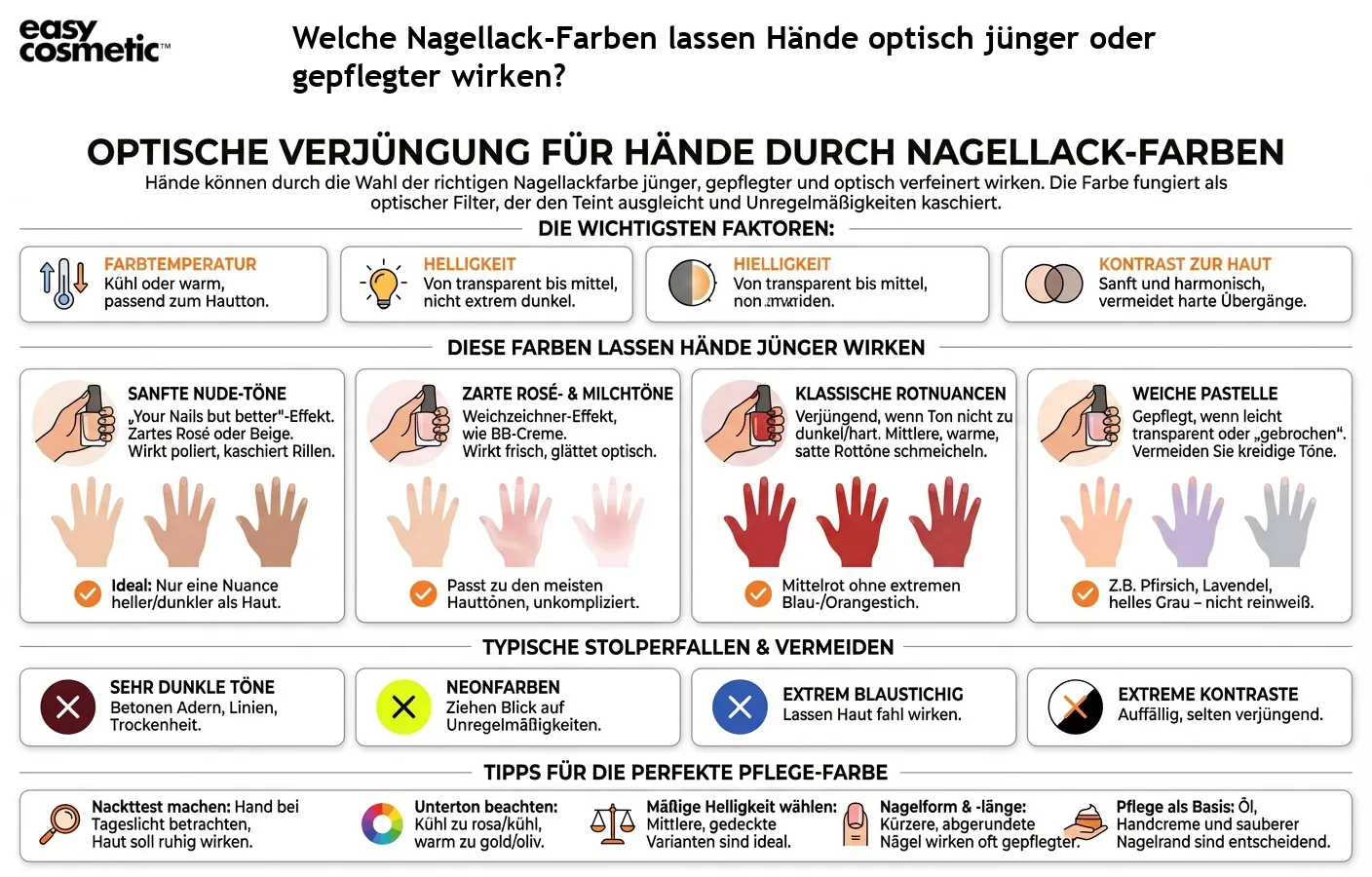 Welche Nagellack-Farben lassen Hände optisch jünger oder gepflegter wirken?