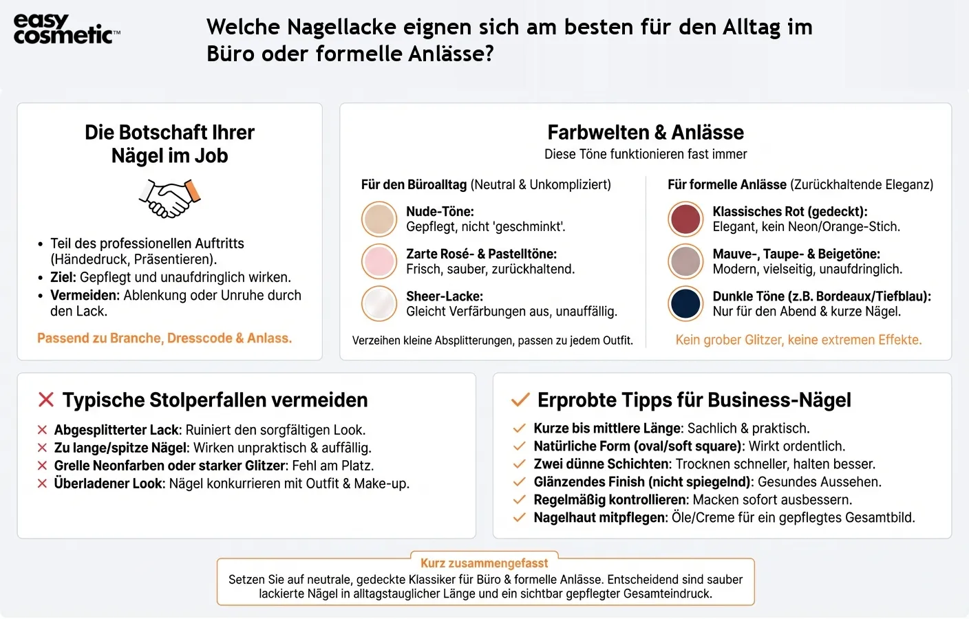 Welche Nagellacke eignen sich am besten für den Alltag im Büro oder formelle Anlässe?