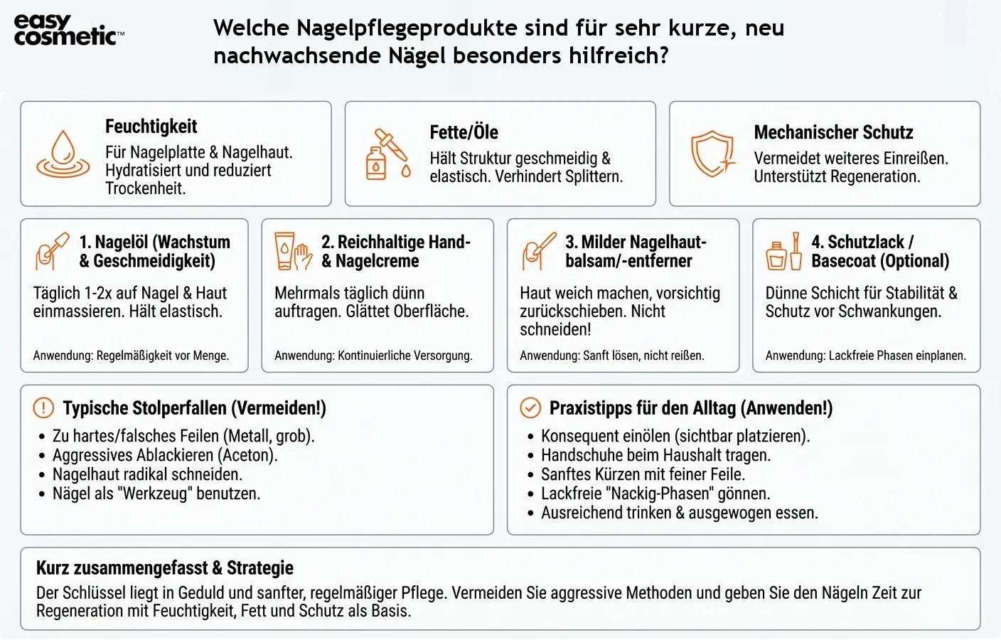 Welche Nagelpflegeprodukte sind für sehr kurze, neu nachwachsende Nägel besonders hilfreich?