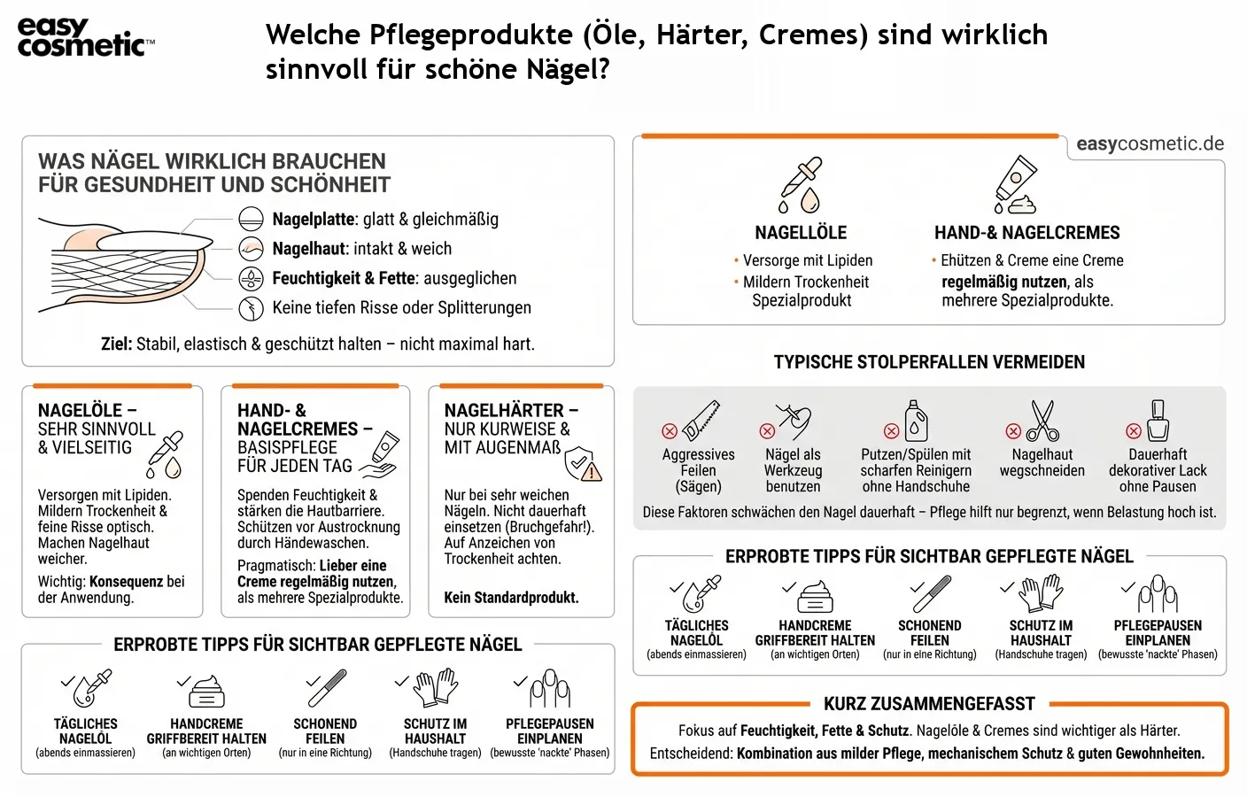 Welche Pflegeprodukte (Öle, Härter, Cremes) sind wirklich sinnvoll für schöne Nägel?